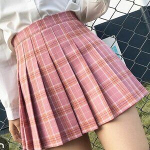 Pink + Orange Pliad Pleated Mini Skirt W/ Shorts Size M